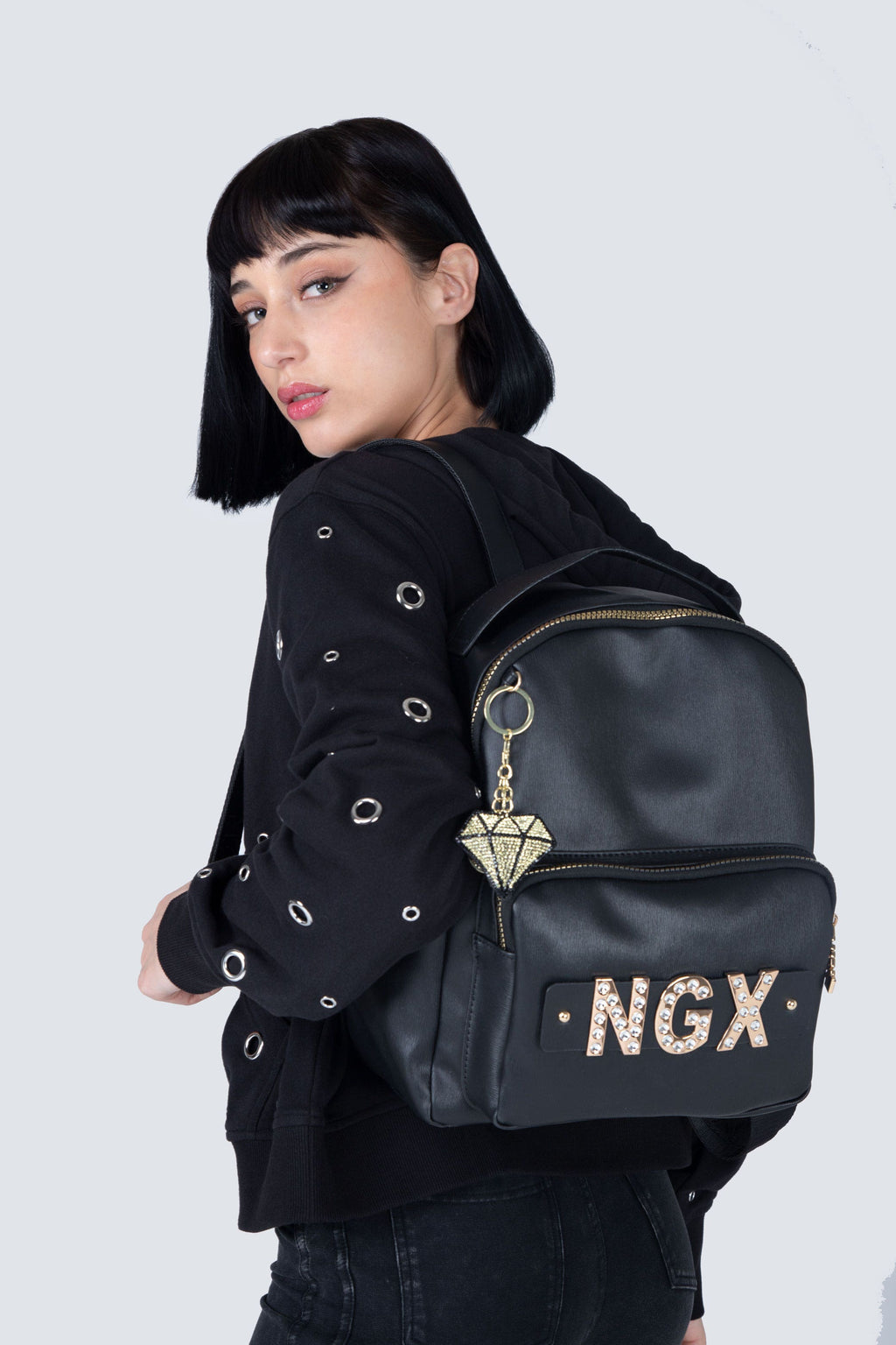 Mochila Strass Letters Negro NGX