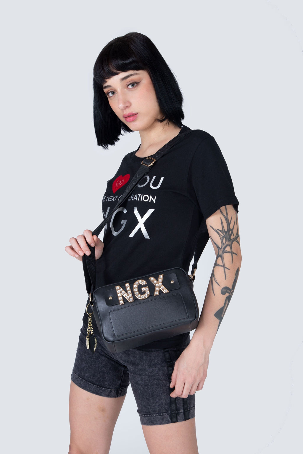 Bolso Party Strass Letters Negro NGX
